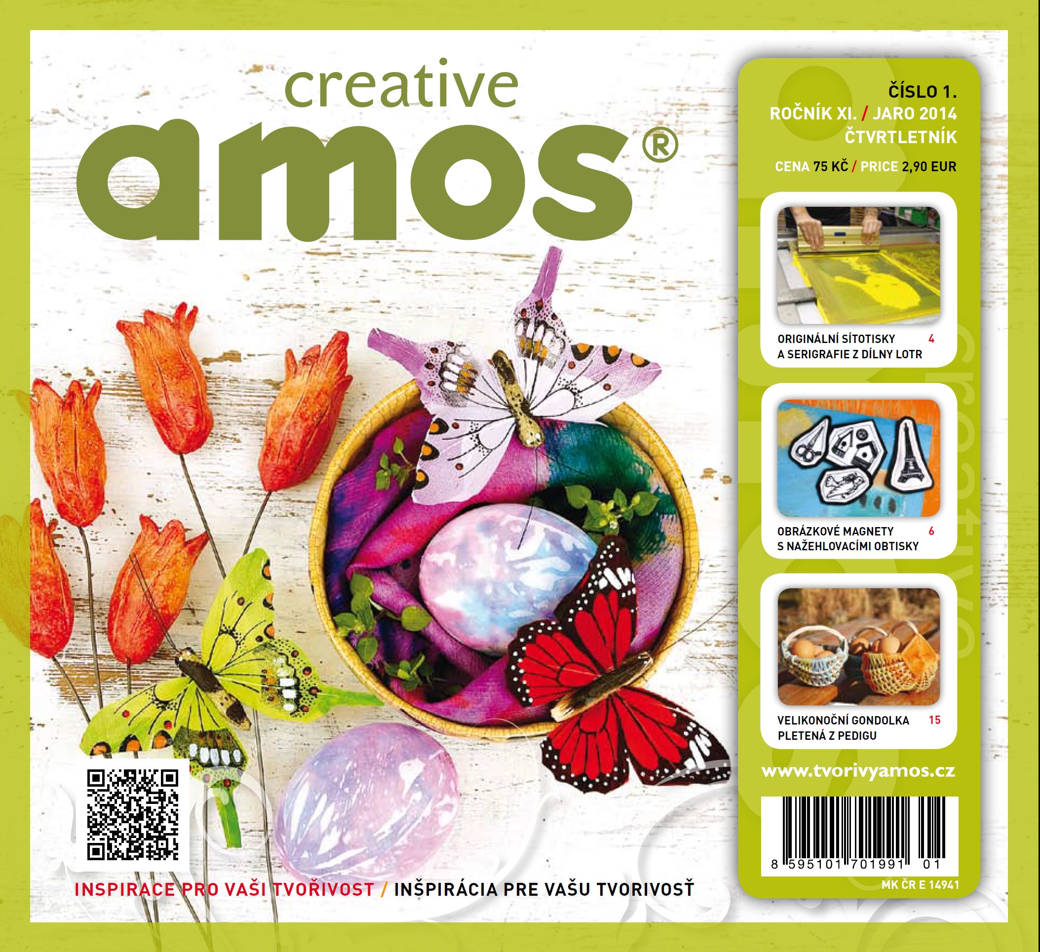     Jak tento návod na vajíčka barvená hedvábím, tak návody na celou řadu dalších velikonočních dekorací najdete v časopise Creative Amos.  