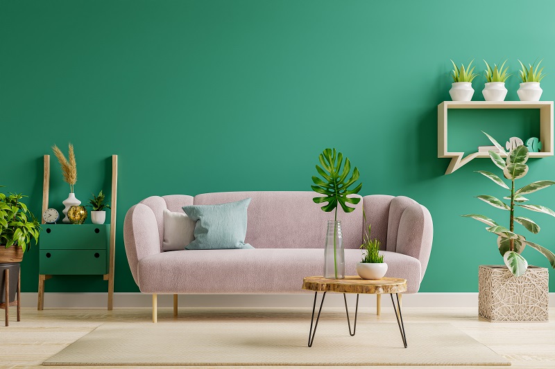 Zelená je velmi harmonizující barva. V kombinaci s rostlinami bude perfektní třeba v obýváku.